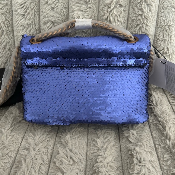 NWT Kurt Geiger Blue Sequin Shoulder Bag with dustbag - Picture 2 of 5
